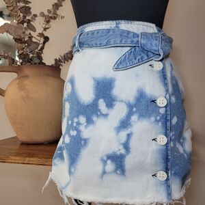 BDG Urban Outfitters Polly Cloud Bleached Denim Mini Skirt Cotton Sz XS
